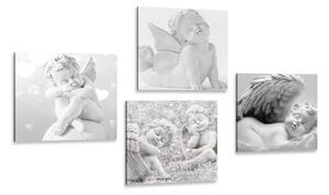 Set obrazů harmonie andělů v černobílém provedení Varianta: 4x 40x40