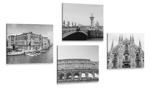 Set obrazů historická města v černobílém provedení Varianta: 4x 40x40