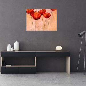 Obraz - Červené tulipány (70x50 cm)