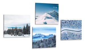 Set obrazů krásy zasněžené přírody Varianta: 4x 40x40