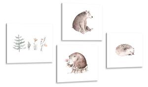 Set obrazů lesní zvířátka v minimalistickém stylu Varianta: 4x 40x40