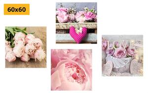 Set obrazů květiny ve vintage stylu Varianta: 4x 60x60