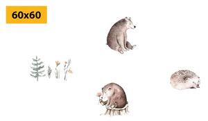 Set obrazů lesní zvířátka v minimalistickém stylu Varianta: 4x 60x60