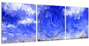 Obraz - Olejomalba, Zlaté pole (s hodinami) (90x30 cm)
