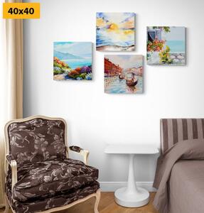 Set obrazů malovaná krajinka Varianta: 4x 40x40