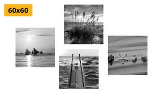 Set obrazů moře a pláž v černobílém provedení Varianta: 4x 40x40
