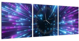 Obraz - Neonový prostor (s hodinami) (90x30 cm)