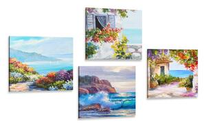 Set obrazů mořská krajina v imitaci malby Varianta: 4x 40x40