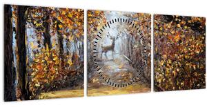 Obraz - Duch lesa (s hodinami) (90x30 cm)