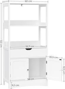 VASAGLE Koupelnový regál se skříňkou bílý 60 x 122 x 32 cm