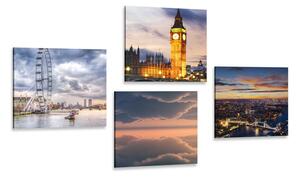 Set obrazů noční romantický Londýn Varianta: 4x 40x40