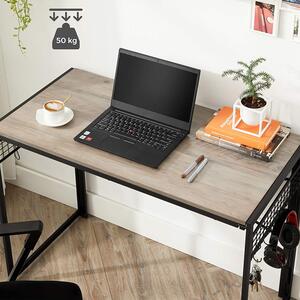 VASAGLE Skládací psací stůl s háčky světlé dřevo 100 x 50 cm