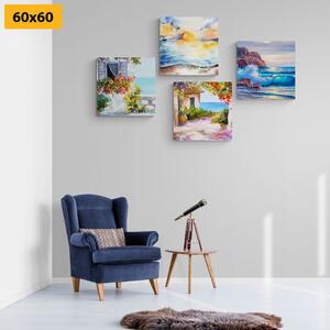 Set obrazů nádech moře v imitaci olejomalby Varianta: 4x 40x40