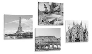 Set obrazů nádech historie v černobílém provedení Varianta: 4x 40x40