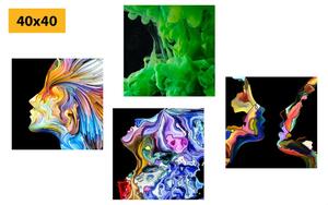 Set obrazů pestrobarevná abstrakce Varianta: 4x 40x40