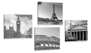 Set obrazů pro milovníky cestování v černobílém provedení Varianta: 4x 40x40