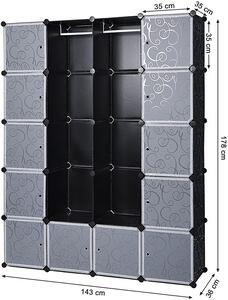 SONGMICS Šatní skříň variabilní plastová černá 143x178x36cm