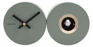 Nástěnné hodiny Duo Cuckoo 26 cm šedozelené Karlsson (Barva- šedozelená matná)