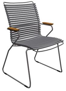 Tmavě šedá plastová zahradní židle HOUE Click II. s područkami