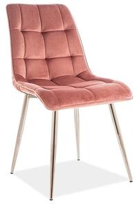 Jídelní židle Chic Velvet I, růžová / stříbrná