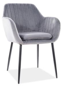 Jídelní židle Wenus Velvet, šedá / černá