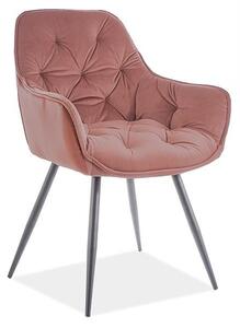 Jídelní židle Cherry Velvet matná, růžová / černá