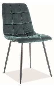 Jídelní židle Mila Velvet, zelená / černá