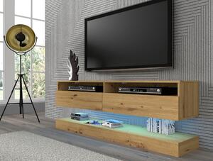 BIM Televizní stolek DUO 160 cm závěsný s panelem dub artisan mat