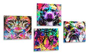 Set obrazů v zajímavém pop art stylu