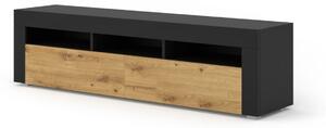 BIM Televizní stolek MORENO 160 cm univerzální černý mat, dub artisan