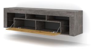 BIM Televizní stolek KAYA 160 cm univerzální beton tmavý, dub artisan