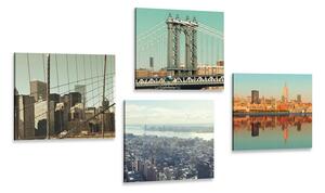 Set obrazů výhled na město New York Varianta: 4x 40x40
