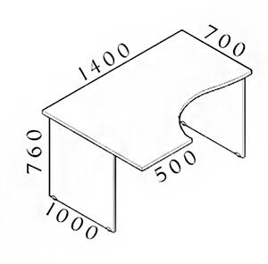 Ergonomický stůl Visio 140 x 100 cm, levý, ořech