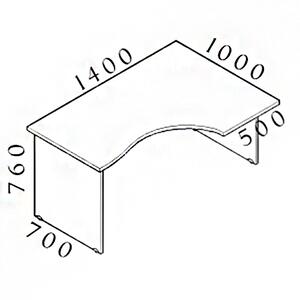 Ergonomický stůl Visio 140 x 100 cm, pravý, bílá