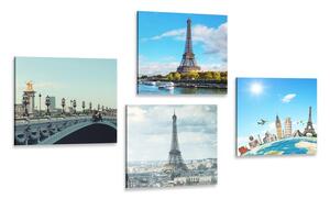 Set obrazů výhled na Eiffelovu věž v Paříži Varianta: 4x 40x40