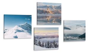 Set obrazů zasněžené hory Varianta: 4x 40x40