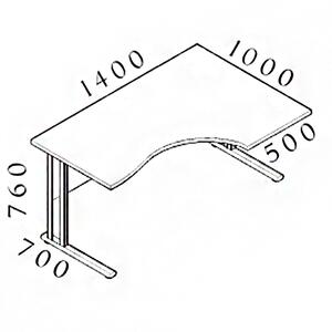 Ergonomický stůl Visio 140 x 100 cm, pravý, javor