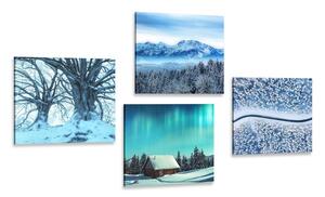 Set obrazů zasněžená krajinka Varianta: 4x 40x40