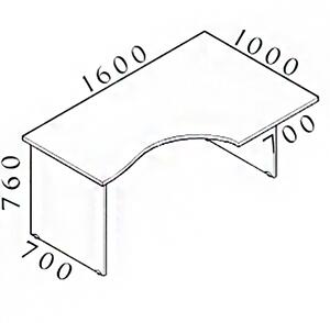 Ergonomický stůl Visio 160 x 100 cm, pravý, javor