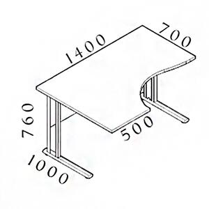 Ergonomický stůl Visio 140 x 100 cm, levý, třešeň