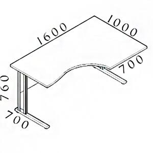 Ergonomický stůl Visio 160 x 100 cm, pravý, třešeň