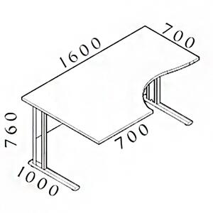 Ergonomický stůl Visio 160 x 100 cm, levý, třešeň