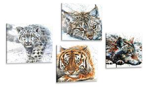 Set obrazů zvířata v nádherném akvarelovém provedení Varianta: 4x 60x60