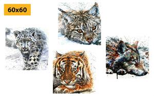Set obrazů zvířata v nádherném akvarelovém provedení Varianta: 4x 40x40