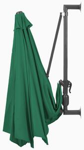 Nástěnný slunečník s kovovou tyčí - 300 cm | zelený