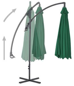 Konzolový slunečník s ocelovou tyčí - zelený | 250x250 cm
