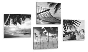 Set obrazů zátiší moře v černobílém provedení Varianta: 4x 40x40