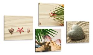 Set obrazů zátiší písečné pláže Varianta: 4x 40x40