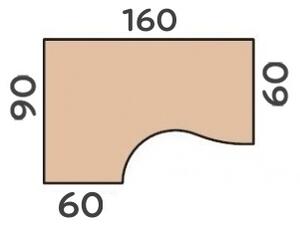 Ergonomický stůl Impress 160 x 90 cm, levý, javor