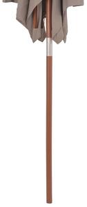 Zahradní slunečník s dřevěnou tyčí - 150x200 cm | hnědošedý